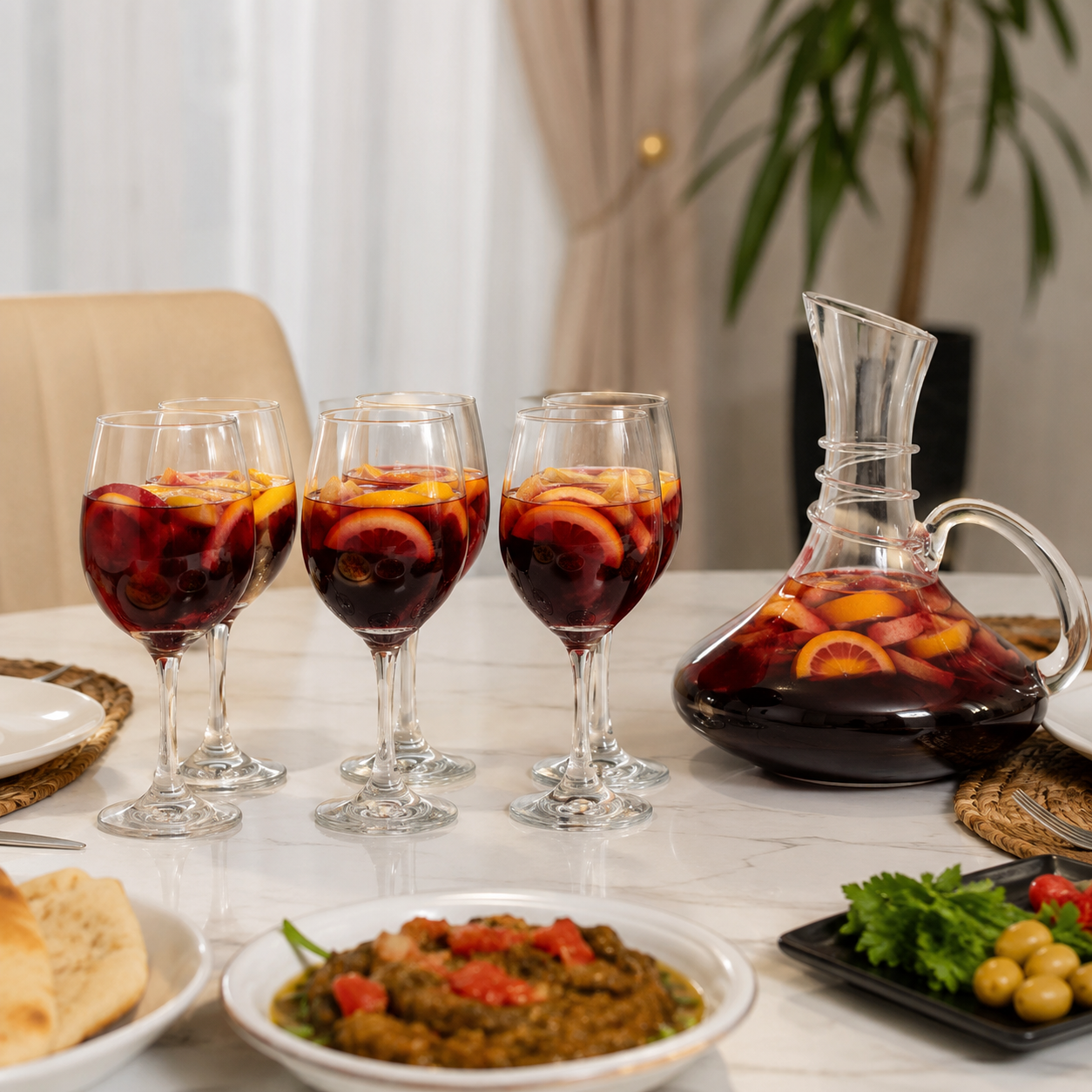 تنگ و ۶ گیلاس کریستالی